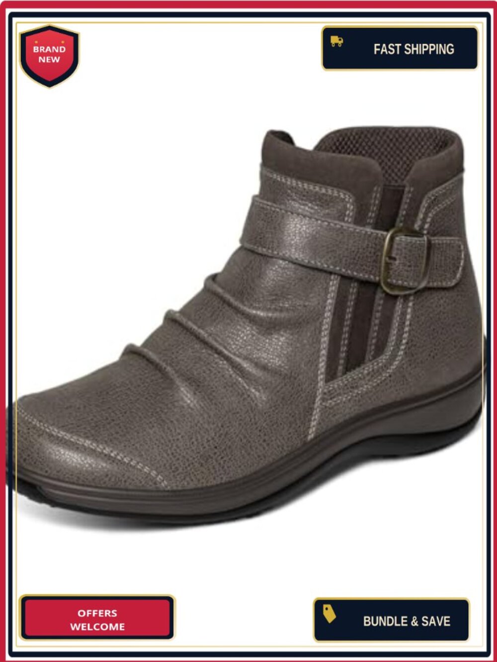 Orthopedic Ankle Boots for Women Leather Slip Resistant Arch Support